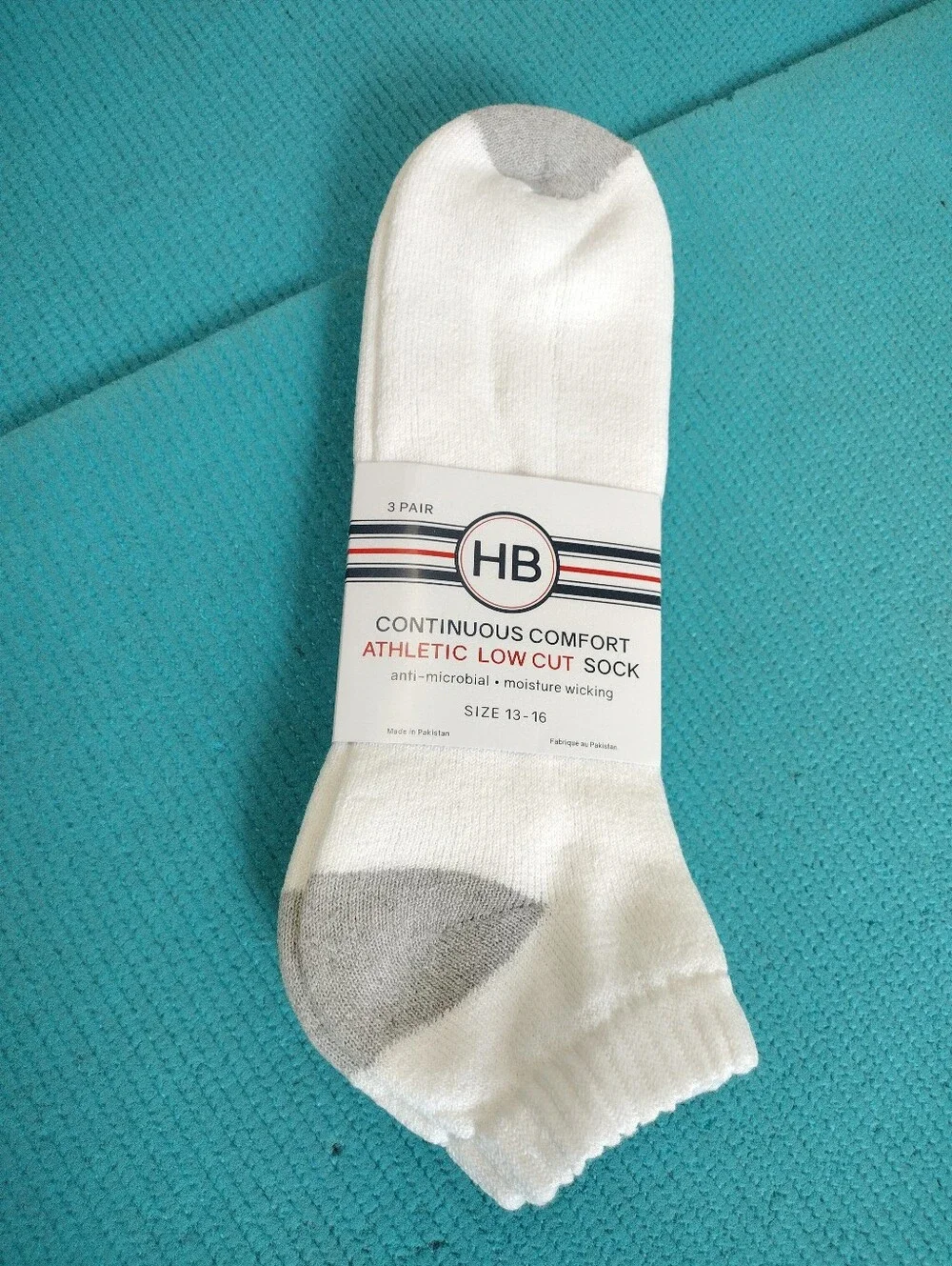 HB Continuous Comfort Athletic Low Cut Socks 13 - 16 (3 Pair)
